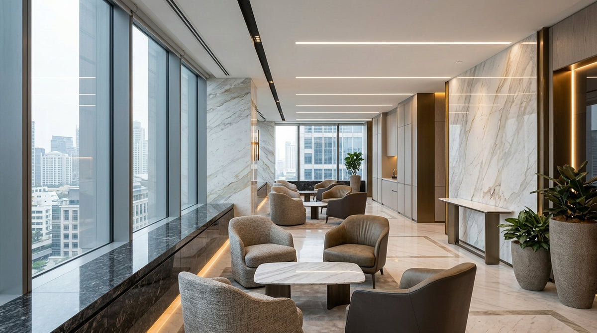 Pervazuri din piatră naturală pentru hoteluri, showroom-uri, restaurante și spații comerciale premium | VELTHOR