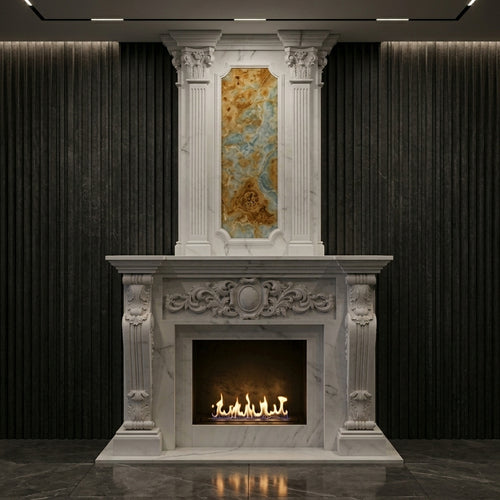 Portal decorativ din piatra naturala Alexandria din marmura alba regala VELTHOR