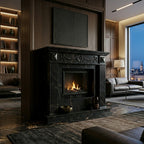 Semineu decorativ din piatra naturala model Astra din granit negru premium de lux VELTHOR
