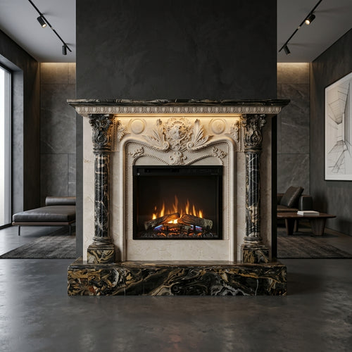 Portal decorativ din piatra naturala Blaze din marmura alba premium stil baroc palatin in Moldova VELTHOR