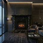 Semineu decorativ din piatra naturala model Blaze din granit negru masiv de inalta densitate VELTHOR
