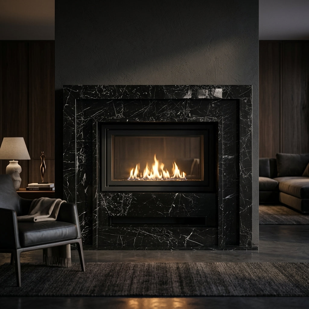 Amenajare living contemporan in Chisinau cu portal din piatra model Brooklyn VELTHOR