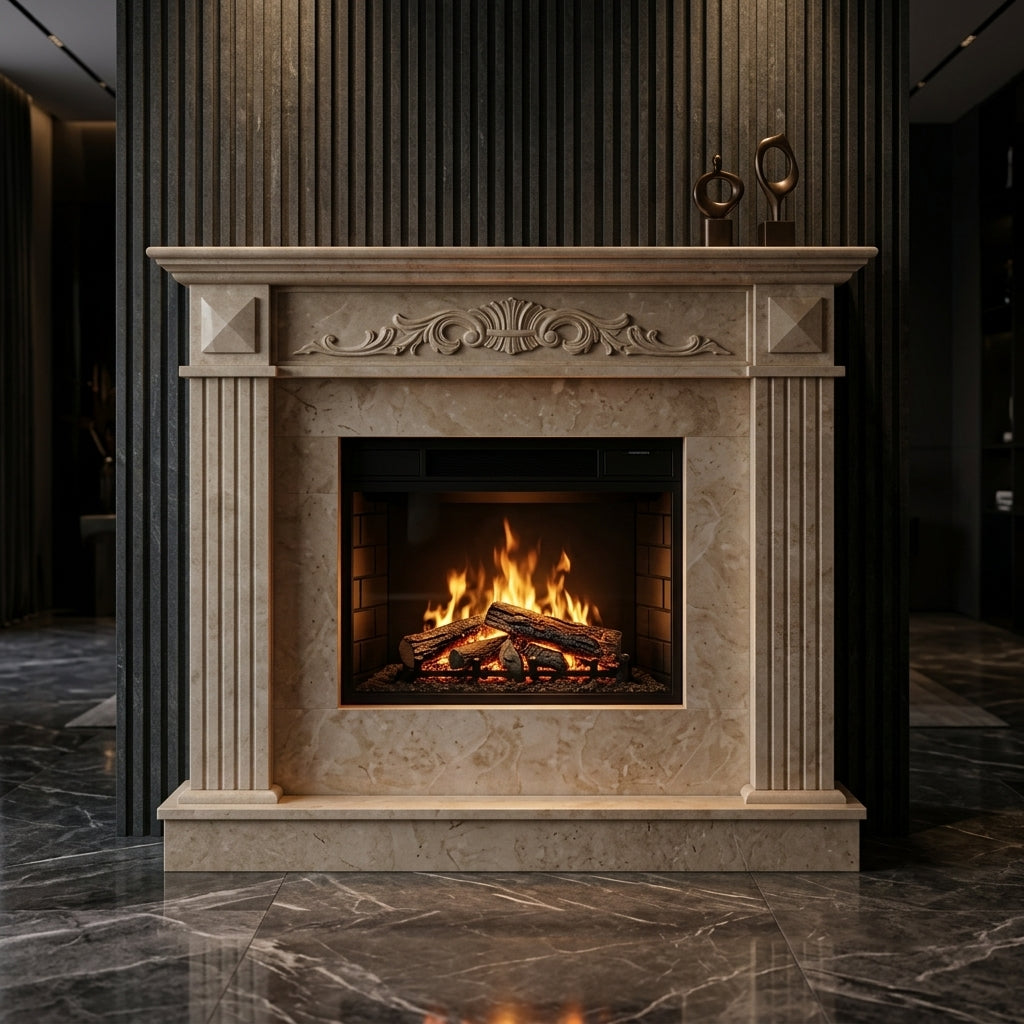 Design arhitectural premium cu linii verticale sobre pentru camin Charlotte VELTHOR
