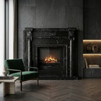 Semineu decorativ din piatra naturala model Elit din granit negru luxos cu finisaj lucios premium VELTHOR