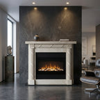 Portal decorativ din piatra naturala Flame din marmura alba premium cu detalii clasice in Moldova VELTHOR