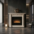 Camin din piatra naturala model Flame din marmura nuanta bej cu basorelief floral in Chisinau VELTHOR