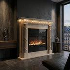 Amenajare living clasic si elegant in Chisinau cu masca de semineu din piatra naturala Flame VELTHOR