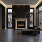 Vedere frontala a portalului imperial Flame din piatra finisata dimensiuni standard 1450x1200x300mm VELTHOR