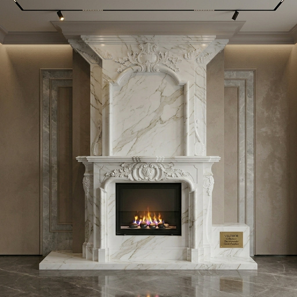 Portal decorativ din piatra naturala Florence din marmura alba monumentala VELTHOR