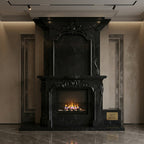 Semineu decorativ din piatra naturala model Florence finisaj granit negru VELTHOR