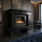 Semineu decorativ din piatra naturala model Helios finisaj granit negru de lux VELTHOR