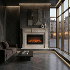 Vedere frontala a portalului de semineu Lada din marmura dimensiuni standard 1450x1200x300mm VELTHOR