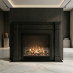 Semineu decorativ din piatra naturala model Lyra din granit negru premium VELTHOR