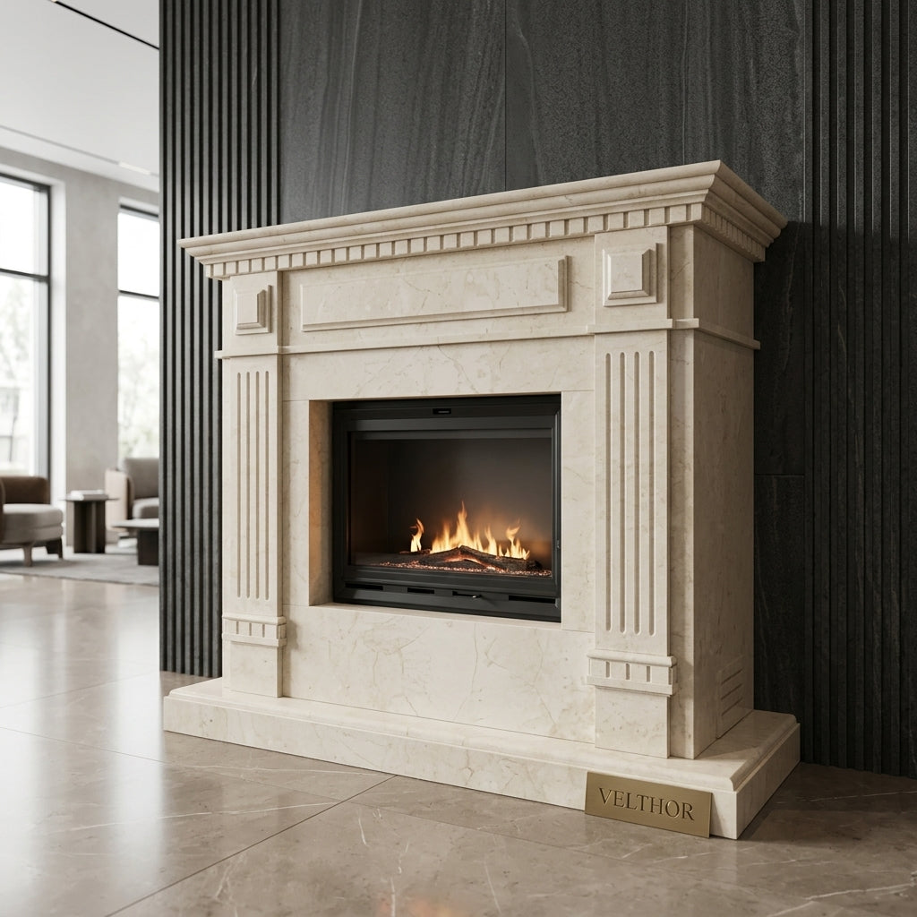 Portal din piatră naturală Orhei varianta din marmură Bej Cald – VELTHOR