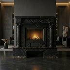 Semineu decorativ din piatra naturala model Orion din granit negru premium de lux VELTHOR