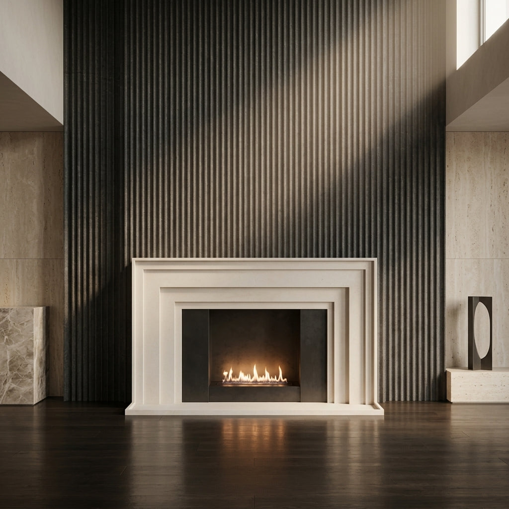 Design arhitectural premium cu efect tridimensional pentru masca de semineu Perseus VELTHOR