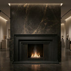 Semineu decorativ din piatra naturala model Perseus din granit negru premium VELTHOR