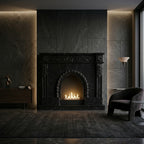 Semineu decorativ din piatra naturala model Radiant din granit negru premium de lux VELTHOR