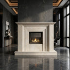Vedere frontala a cadrului de semineu Solid din piatra naturala dimensiuni 1450x1200x300mm VELTHOR