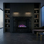 Semineu decorativ din piatra naturala model Spark din granit negru masiv de lux VELTHOR
