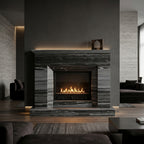 Semineu decorativ din piatra naturala model Square din granit negru premium pentru interioare luxoase VELTHOR