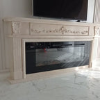 Vedere frontala a portalului de semineu Starlight din marmura dimensiuni standard 1450x1200x300mm VELTHOR