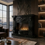 Semineu decorativ din piatra naturala model Vega din granit negru premium de lux VELTHOR