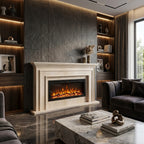 Design arhitectural premium cu cornișă simplă și linii simetrice curate pentru caminul Verona VELTHOR