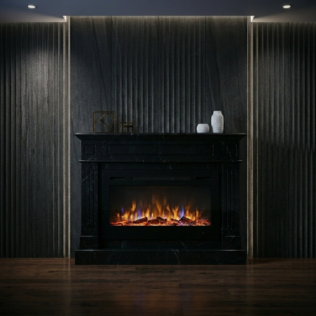 velthor camin din piatra naturala victoria culoare neagra  ambient-seara