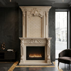 Design arhitectural premium cu capiteluri florale pentru camin decorativ din piatra VELTHOR