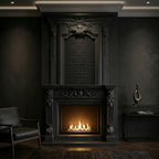 Semineu decorativ din piatra naturala model Vienna din granit negru luxos VELTHOR