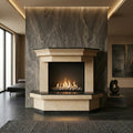 Masca de semineu din piatra naturala Zenith dimensiuni 1450x1200x300mm pentru living elegant VELTHOR