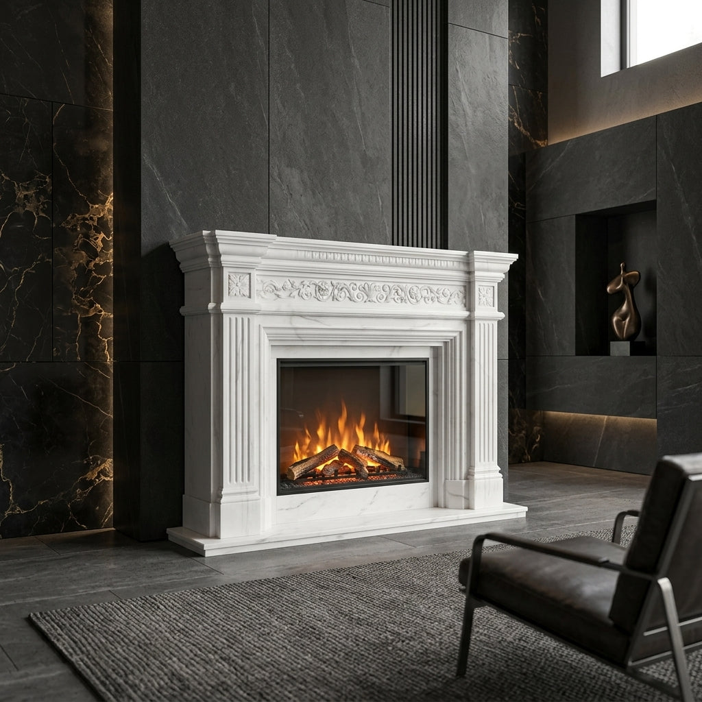 Portal decorativ din piatra naturala Preston II din marmura alba premium stil palatin in Moldova VELTHOR